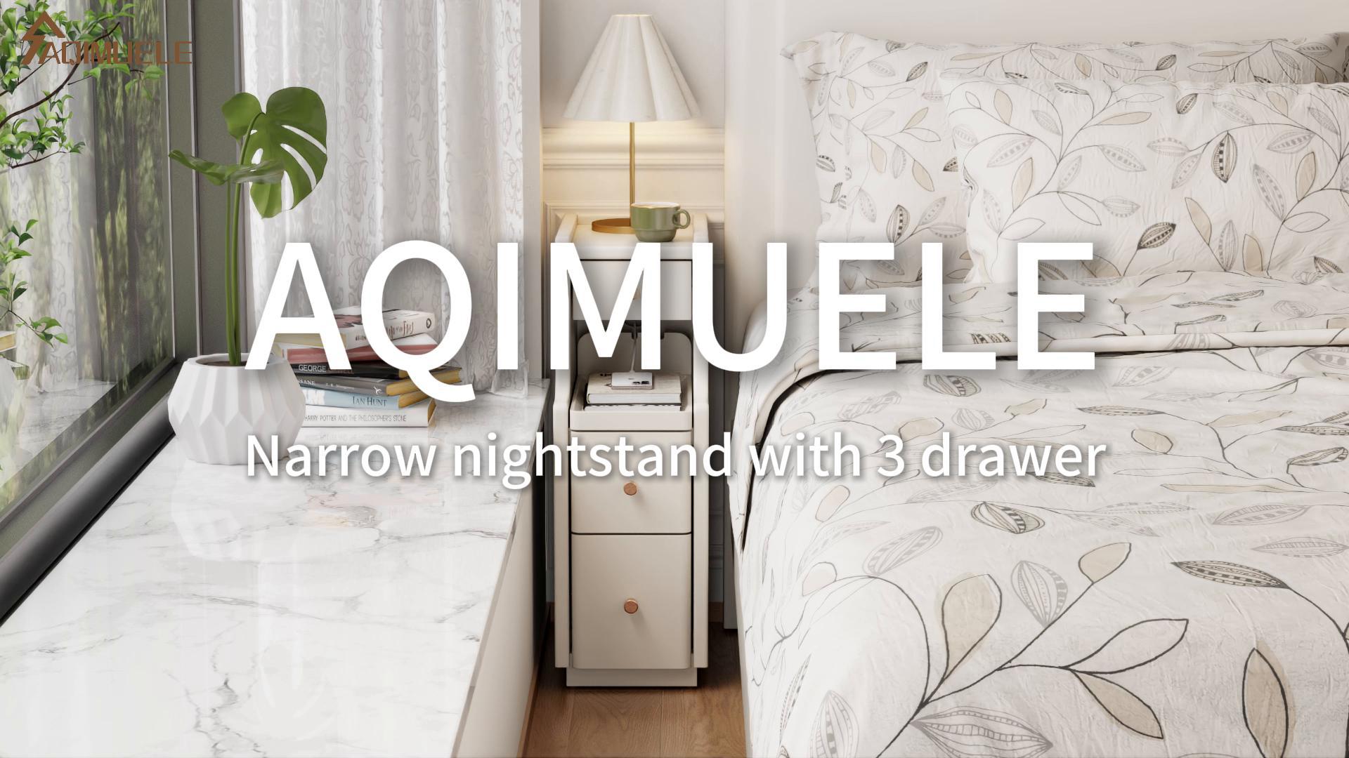 Amazon.com: Narrow Nightstand with 3 Drawers,Solid Wood Narrow